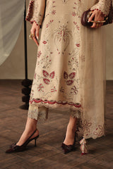QALAMKAR - 3PC RAW SILK EMBROIDERED SHIRT WITH EMBROIDERED DUPATTA AND TROUSER - A