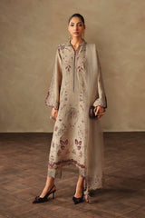 QALAMKAR - 3PC RAW SILK EMBROIDERED SHIRT WITH EMBROIDERED DUPATTA AND TROUSER - A