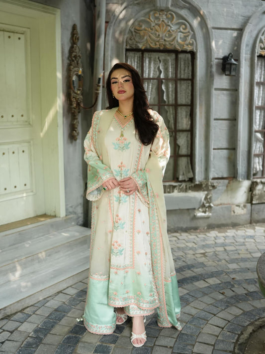 ANEELAS - 3PC SHAMOZ SILK FESTIVE EMBROIDERED ORGANZA DUPATTA - A36
