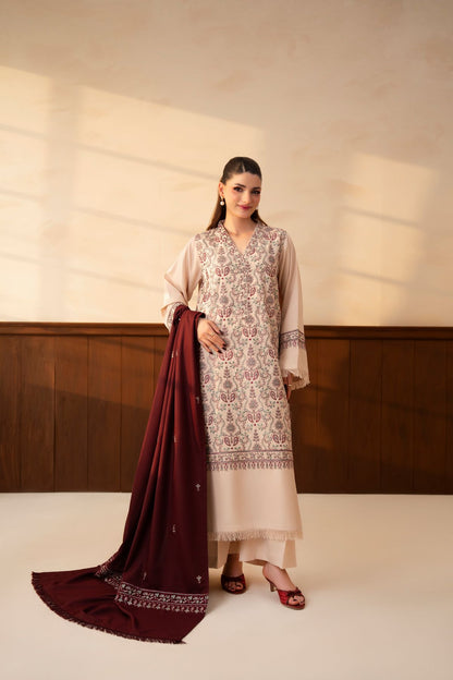 ZEENAT - STITCHED 3 PIECE EMBROIDERED DHANAK