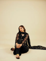 SASHA - 3PC PRINTED CHIFFON SHIRT CHIFFON DUPATTA VISCOSE INNER & TROUSER - A1001