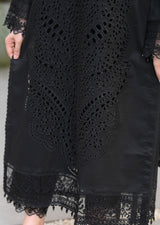 3PC BLACK LAWN CHIKANKARI EMBROIDERED SUIT - 997