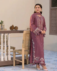 Lawn-3PC Embroidered Shirt with Chiffon Embroidered Dupatta- 1321