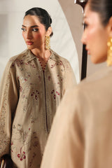 QALAMKAR - 3PC RAW SILK EMBROIDERED SHIRT WITH EMBROIDERED DUPATTA AND TROUSER - A