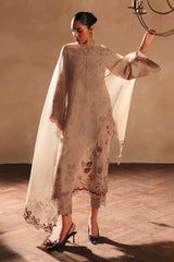 QALAMKAR - 3PC RAW SILK EMBROIDERED SHIRT WITH EMBROIDERED DUPATTA AND TROUSER - A