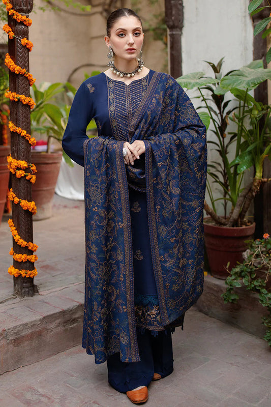 BAREEZE - 3PC DHANAK EMBROIDERED SHIRT WITH DHANAK EMBROIDERED SHAWL