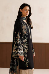 BAROQUE - 3PC DHANAK EMBROIDERED SHIRT EMBROIDERED TROUSER PRINTED COURTRAI DUPATTA - A2015