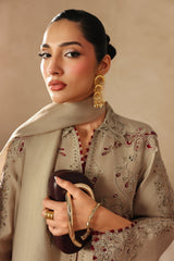 QALAMKAR - 3PC RAW SILK EMBROIDERED SHIRT WITH EMBROIDERED DUPATTA AND TROUSER - A