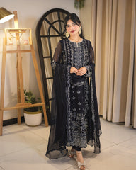 LUMEA - STITCHED 3 PIECE EMBROIDERED CHIFFON
