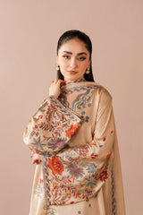 NOURA - 3PC EMBROIDERED SHAMOZ SILK SHIRT LIGHT-WEIGHT MEDIUM SILK DUPATTA & SILK TROUSER - A33