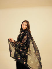 SASHA - 3PC PRINTED CHIFFON SHIRT CHIFFON DUPATTA  VISCOSE INNER & TROUSER - A1001
