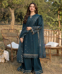 Lawn-3PC Embroidered Shirt with Organza Sequence Embroidered Dupatta P1350
