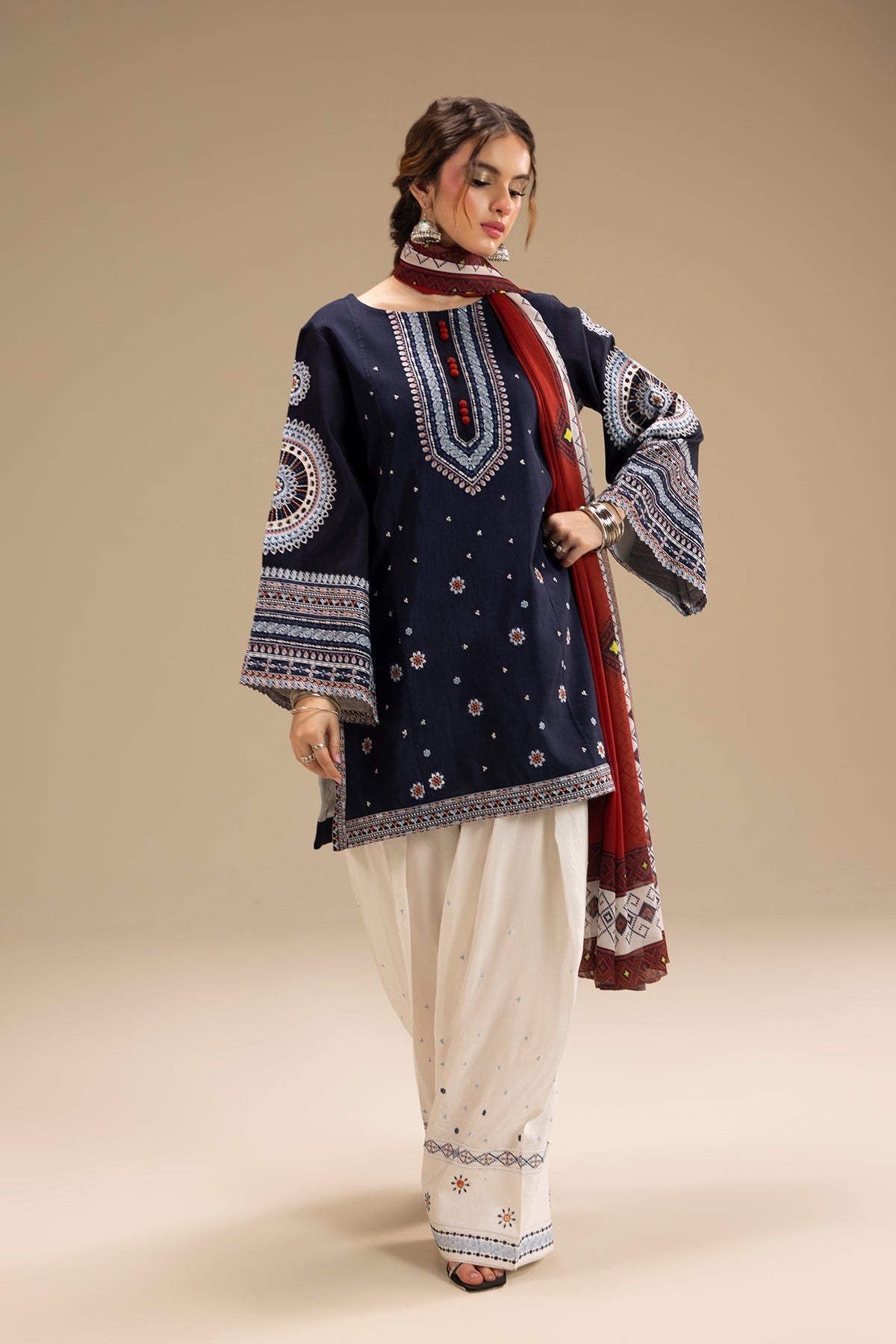 '- UNSTITCHED 3PC DHANAK EMBROIDERED SUIT 241