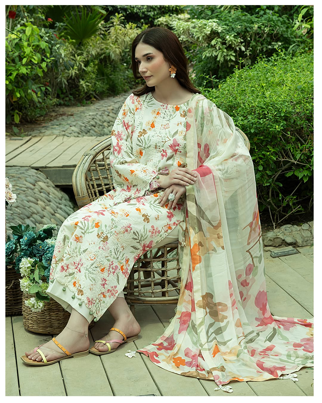 Crimson - 3Pc Unstitched Digital Print & Lawn Embroidered Suit - P-304