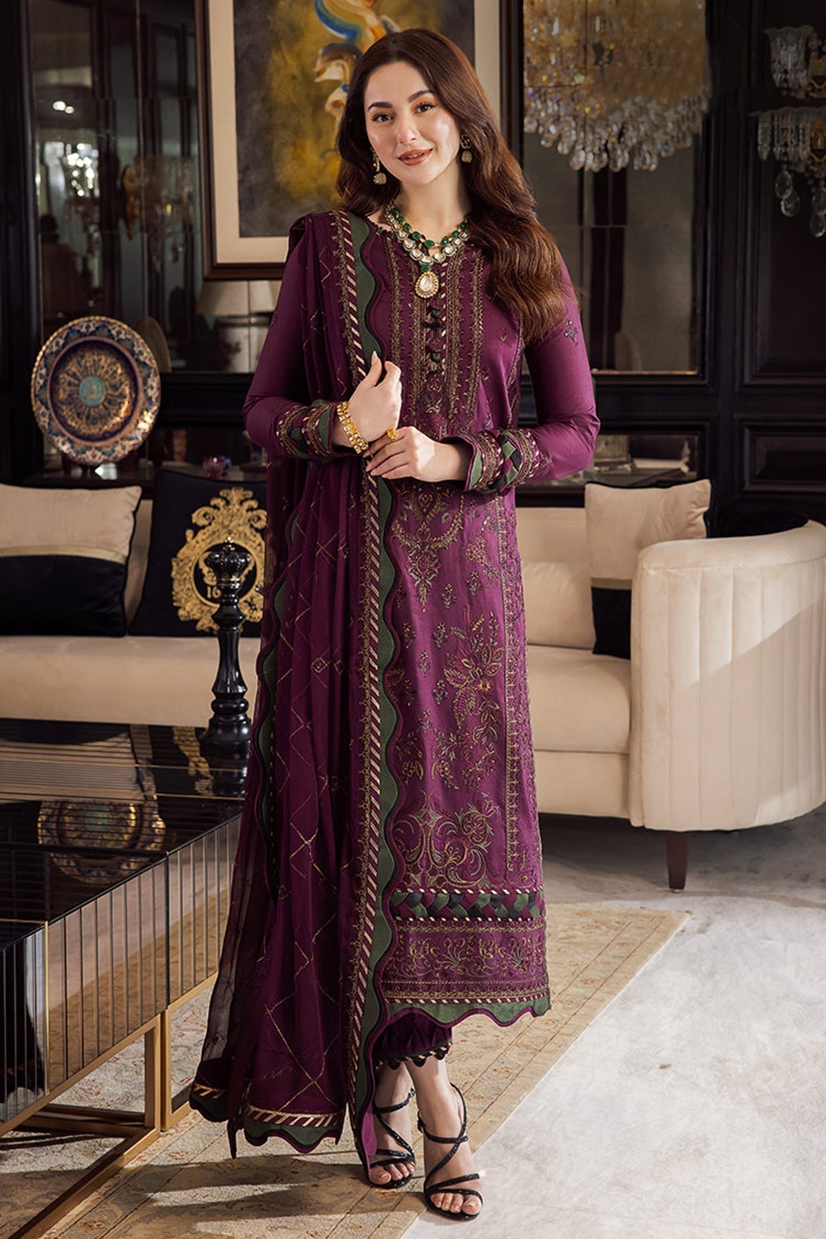 Asim Jofa Dhanak 3PC Embroidered With Dhanak Embroidered Dupatta 668